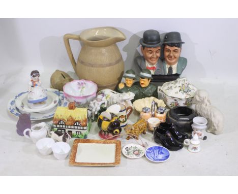 Poole, Masons, Goebel, Castle Wynd Pottery, Spode, Beswick - Mixed ceramics to include two Laurel and Hardy head figurines. A
