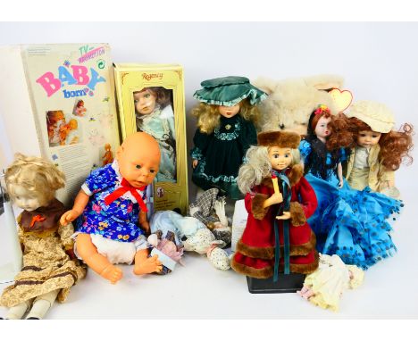 Zapf Creations - A collection of dolls including a boxed Baby Born, a boxed Regency Janet porcelain doll, a group of unboxed 