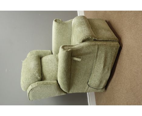 Electric reclining armchair upholstered in green fabric, W75cm (This item is PAT tested - 5 day warranty from date of sale)  
