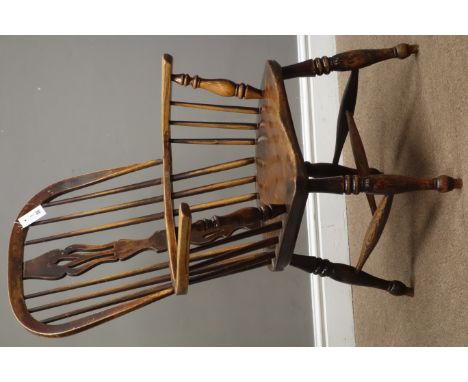 19th century Windsor chair, stick and pierced splat back, turned supports Condition Report Click here for further images, con