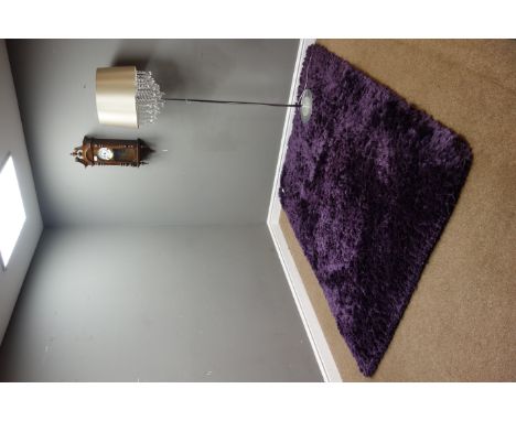 Chromed metal Standard lamp, President Vienna style 31 day Wall clock & a purple plush rug, 140cm x 200cm (This item is PAT t