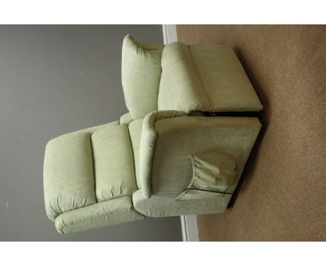 Electric reclining armchair upholstered in pale green fabric, W85cm (This item is PAT tested - 5 day warranty from date of sa
