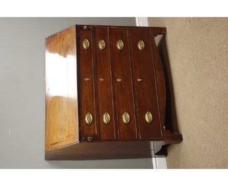 George III mahogany bureau, fall front above four graduating drawers, bracket feet, W105cm, H107cm, D51cm Condition Report Cl