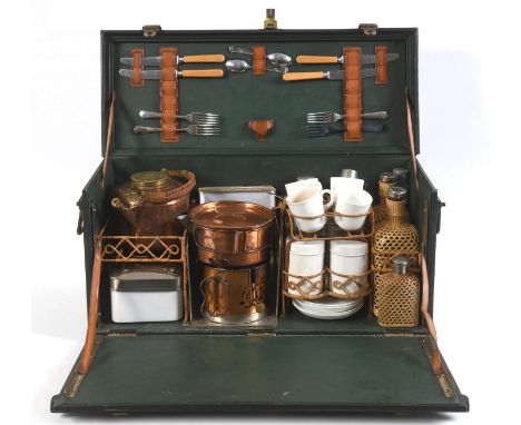 G W SCOTT &amp; SONS VINTAGE TRAVELLING PICNIC SET - AUTOMOBILIA INTEREST a wonderful large cased picnic set by G W Scott &am