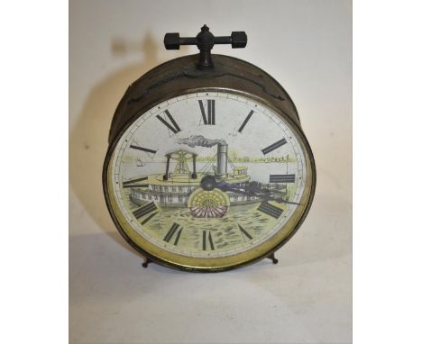 WATERBURY CLOCK COMPANY - AUTOMATON DIAL an interesting American circular clock with metal case, with an automaton dial depic