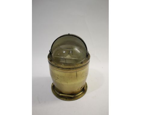 SESTREL GIMBAL SHIPS COMPASS a ships gimbal compass in a brass case, dial marked Sestrel, Patent No 586665. 26.5cms high