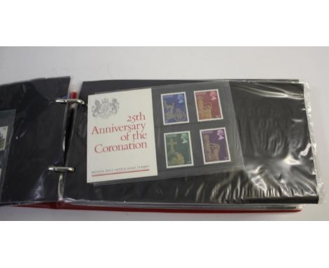 GREAT BRITAIN STAMPS including an album of stamp booklets (some with stamps included, an album of mint presentation packs (19