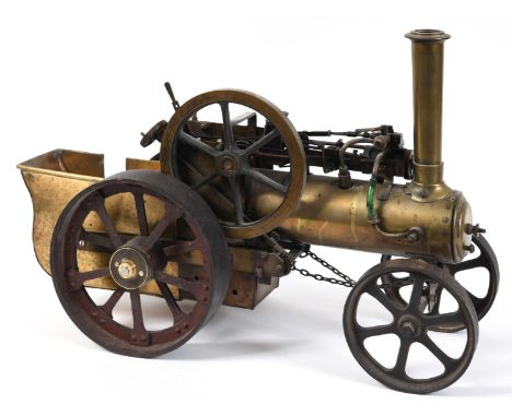 SCRATCH BUILT MODEL TRACTION ENGINE a well made model traction engine, mostly made in brass with iron wheels, with working le