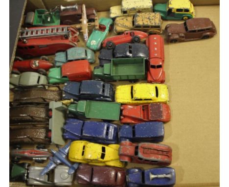 DIE CAST TOYS a qty of unboxed vintage die cast toys, including Dinky Toys (Austin Taxi, Studebaker, Oldsmobile, Austin Shell