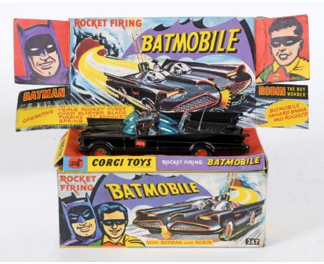 CORGI TOYS BATMOBILE - BOXED a Corgi Toys 267 Rocket Firing Batmobile, first issue with gloss black finish, the pictorial sta