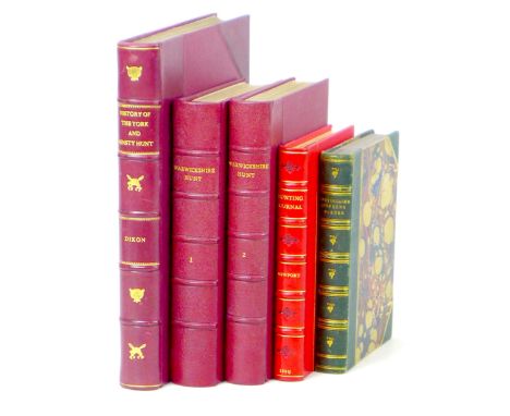 Five 19th century sporting books, including 'A History of he York and Ainsty Hunt' by W. S. Dixon (pub.1899, Leeds), half bou