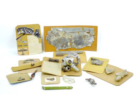 A collection of WWII German aircraft wreckage, including an Messerschmitt BF 110 engine part, purported to have been shot dow