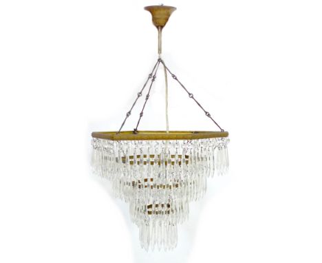 An Art Deco style glass cascade drop ceiling light shade, together with two further light fittings. 