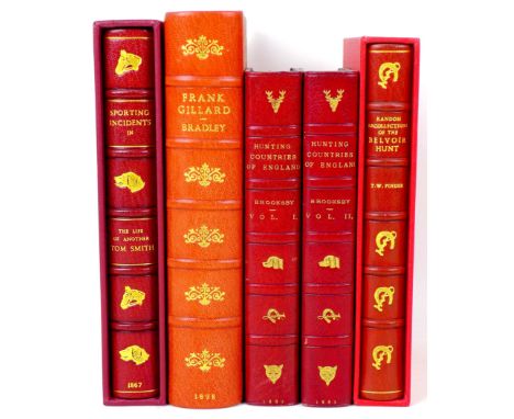 Five 19th century sporting books, including 'Sporting incidents in the Life of Another Tom Smith' (pub. 1867, London), bearin
