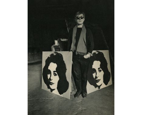 Artist: Evelyn Hofer (German/American, 1922-2009). Title: "Andy Warhol with His Paintings of Liz Taylor". Medium: Original to