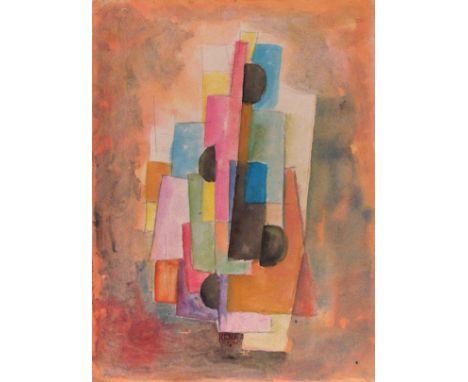 Artist: Jaled Muyaes (Chilean/Mexican, 1921 - 2007). Title: "Construction I". Medium: Watercolor. Date: Composed 1950. Dimens