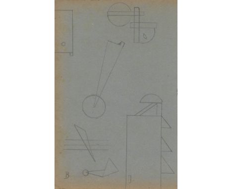 Artist: Rudolf Bauer (German, 1881 - 1953). Title: "Non-objective Solitary Confinement Prison Drawing [No.13]". Medium: Penci