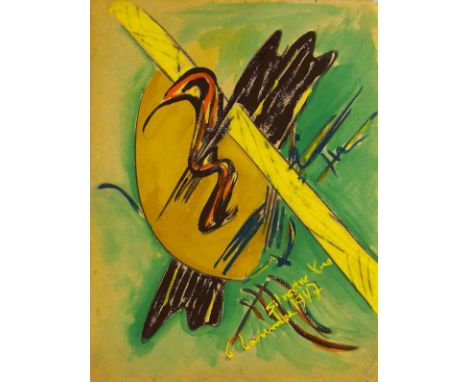 Artist: Jaled Muyaes (Chilean/Mexican, 1921 - 2007). Title: "Non-Objective Composition #20". Medium: Gouache on paper. Date: 