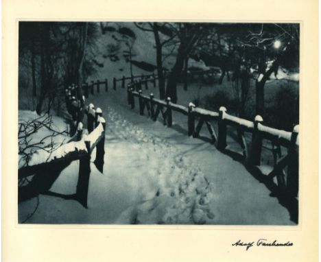 Artist: Adolf Fassbender (German/American, 1884 - 1980). Title: "Snow Caps [New York City]". Medium: Original vintage photogr