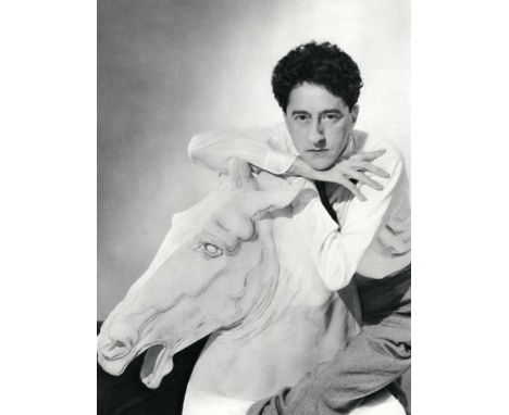 Artist: George Hoyningen-Huene (Russian/American, 1900 - 1968). Title: "The Poet Jean Cocteau on a Plaster Horse". Medium: Or