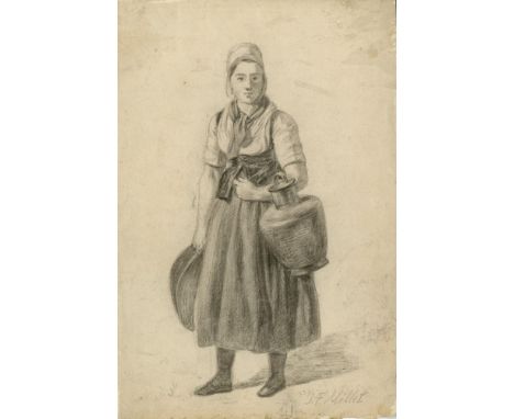 Artist: Jean-Francois Millet (French, 1814 - 1875). Title: "Paysanne avec des paniers". Medium: Pencil on paper. Date: Compos