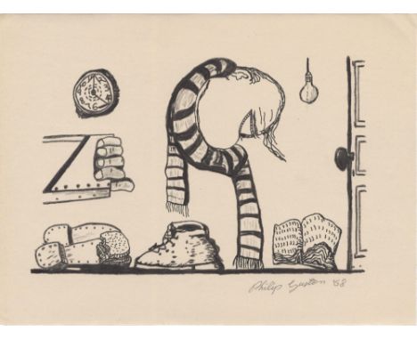 Artist: Philip Guston (Canadian-American, 1913 - 1980). Title: "Untitled". Medium: Charcoal and ink drawing on paper. Date: C