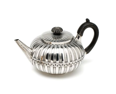 A GEORGE III SILVER TEAPOT, ROBERT MAKEPEACE &amp; RICHARD CARTER, LONDON, 1778 in Neo-classical taste, the compressed spheri