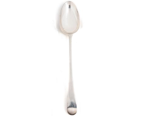 A GEORGE III SILVER GRAVY SPOON, GEORGE SMITH, LONDON, 1781 Old English pattern, plain, 29cm long; together with a silver sal