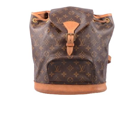 Louis Vuitton of Paris - a Montsouris Backpack - Brown Monogram Canvas, leather base, straps and fittings, leather tag with d
