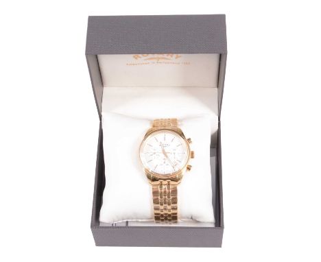 Rotary - a gentleman's chronograph wristwatch, 33mm white dial with raised baton markers, date aperture, three subsidiary dia