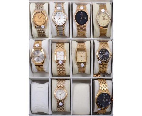 Ten Seiko, Accurist, Citizen, gentlemen's gold-plated bracelet wristwatches, a Seiko Automatic Generating System wristwatch w