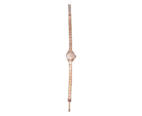 Hamilton - a lady's 9 carat yellow gold manual wind bracelet wristwatch, 13mm circular silvered raised baton dial in a 14mm c