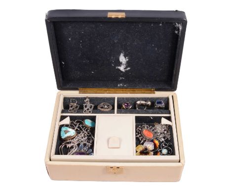 A collection of Scandinavian and similar silver and white metal jewellery, a David Andersen of Norway 45mm enamelled pansy br