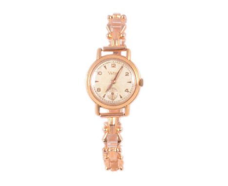Vetta - a lady's vintage yellow metal manual wind bracelet wristwatch, 20mm circular cream raised arrow dial with Arabic nume