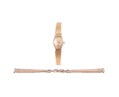 Silvana - a lady's vintage 14 carat yellow gold manual wind bracelet wristwatch, 13mm circular champagne raised baton dial in