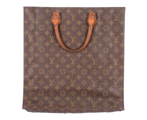 Louis Vuitton of Paris - a monogrammed canvas twin handle, rectangular shopping bag, 39x37cm, leather straps, numbered on bag