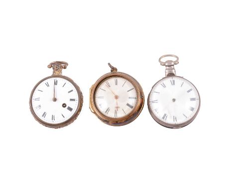 A pair cased pocket watch and two other pocket watches, a pair cased pocket watch, the white enamel dial with Roman numeral c