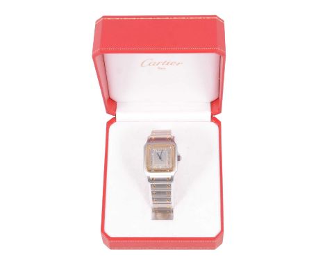 Cartier - a gentleman's Santos de Cartier quartz wristwatch, 17mm square steel dial with Roman numerals, date aperture and ce