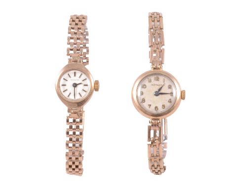Rotary and Invicta - two lady's wristwatches, a lady's Rotary wristwatch,10mm circular silvered baton dial in a 9 carat yello