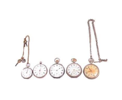 Bravingtons - a military pocket watch, three silver pocket watches and a white metal fob watch, Bravingtons - a military pock