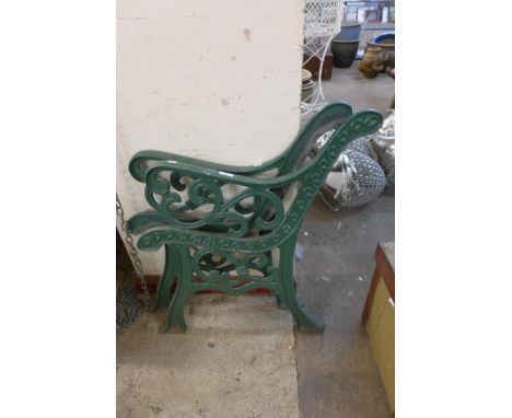 A pair of cast iron bench ends 