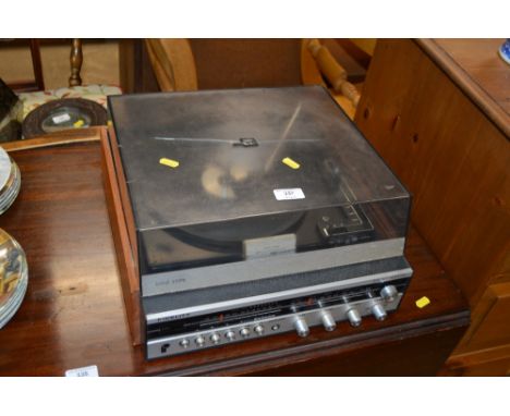 A Radio Master record player, sold as a collector's item; together with a box of L.P.s