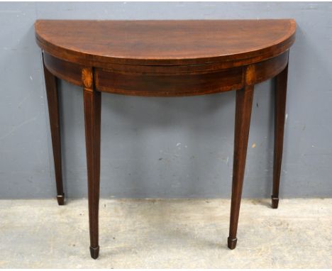 Late 19th century mahogany demi-lune foldover top card table