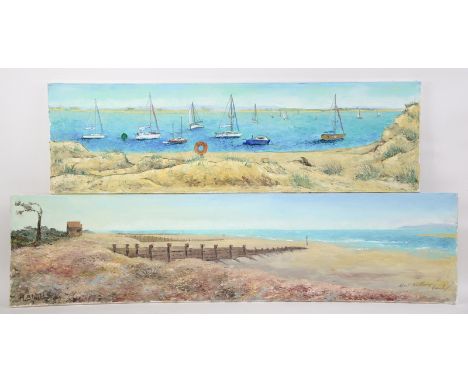 H. Blackb***, two oil on canvases, West Wittering and another coastal landscape, together with a canvas print. (3)