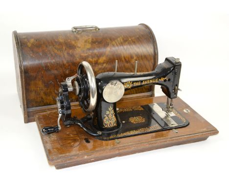Wood cased hand crank The Avenue sewing machine