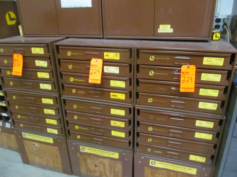 Lot (8) Lawson 4drawer parts and hardware with contents