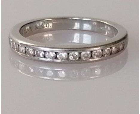 A Tiffany &amp; Co. diamond half-hoop eternity ring, size I, hallmarked, 3.81g with original Tiffany box