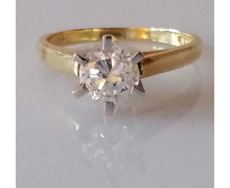 A solitaire brilliant-cut diamond ring, the single stone measuring approximately 1.00 carats, colour and clarity G-I, SI, in 