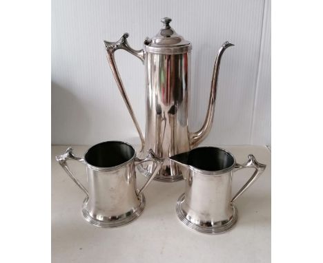 A selection of silver plated tableware to include an Art Nouveau three-piece coffee service by Poole Silver Company, Taunton;