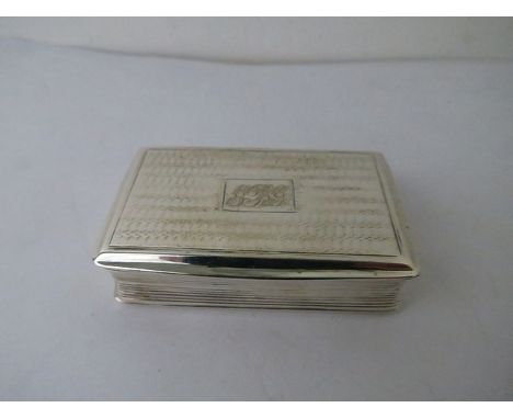 A George III silver snuff box with reeded rims and geometric design, makers initial TN, Birmingham
